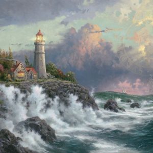 lighthouse-sailboat-art-Thomas Kinkade