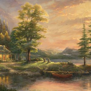 thomas-kinkade-cabin-art-sunrise