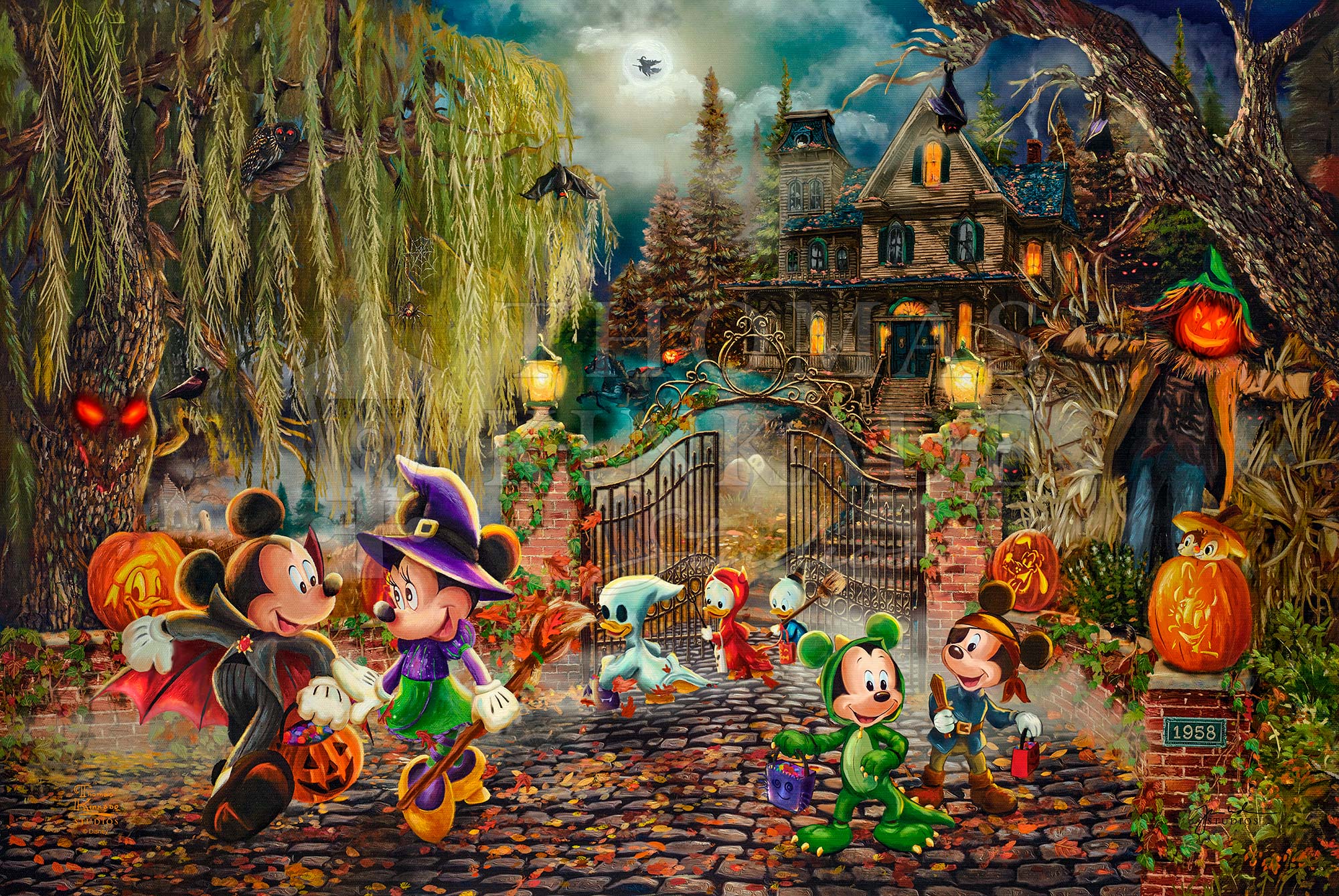 Disney Mickey And Minnie Halloween Fun By Thomas Kinkade Studios CV 