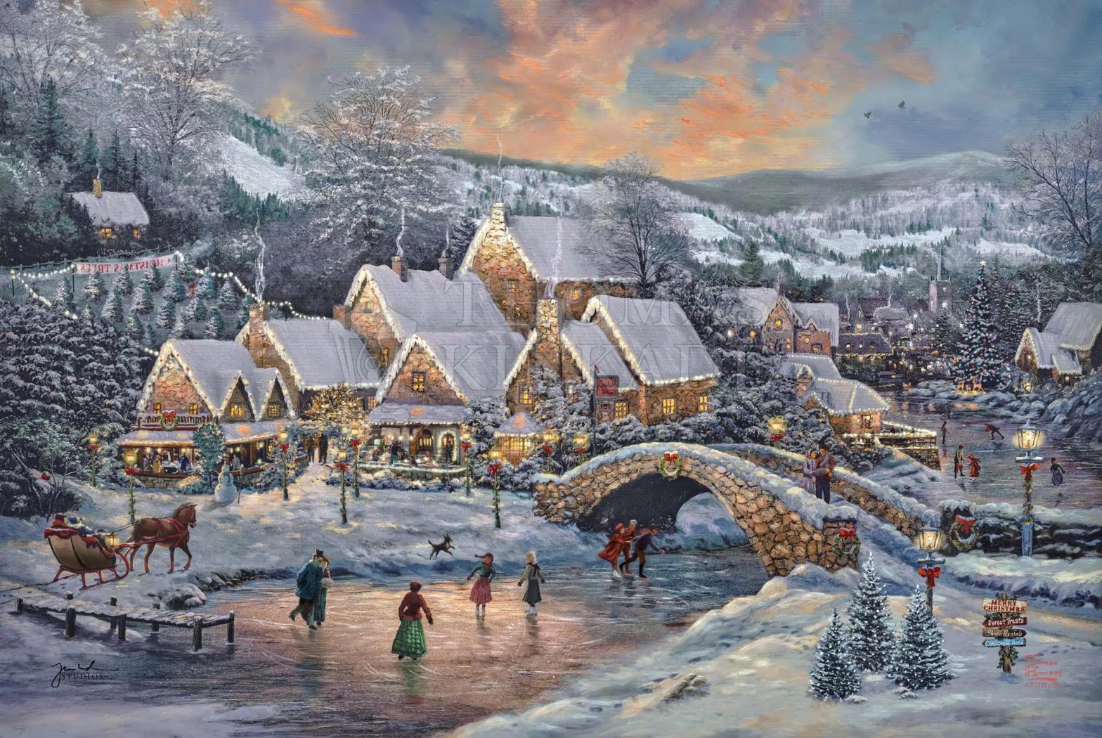 Christmas In Lamplight Village By Thomas Kinkade Studios CV Art And Frame   Kinkade Studios Christmas At Lamplight Village 1568x1050 