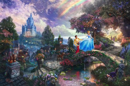 kinkade-cinderella-princess-prince-rainbow-trees-castle-magix-