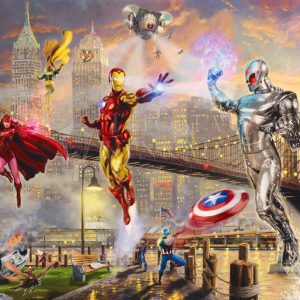 kinkade-marvel-superheros-city-london-wanda-ultron-ironman-captainamerica-heros-vision-thor-hulk