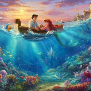 kinkade-ocean-fish-princess-ariel-eric-prince-boat-love