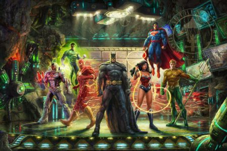 kinkade-justiceleague-DC-superheros-heros-wonderwoman-aquaman-greenlanturn-batman-superman-flash-cyborg