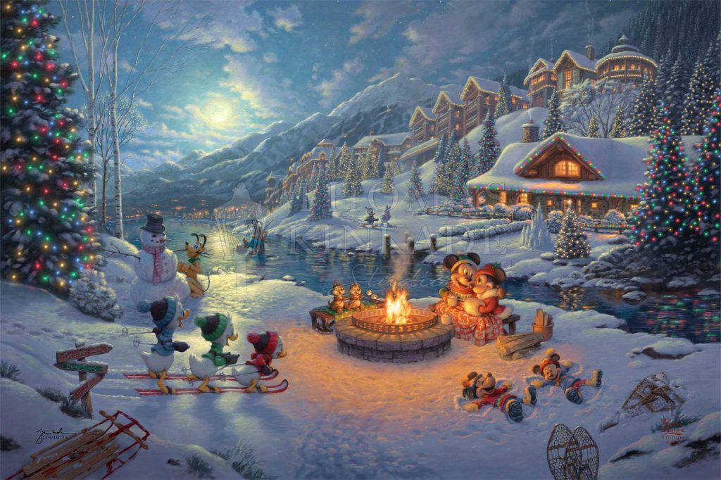 Mickey and Minnie Christmas Lodge by Thomas Kinkade Studios – CV Art and  Frame