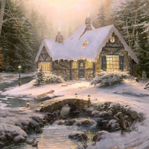kinkade-winter-cottage-christmas-holiday-trees-bridge