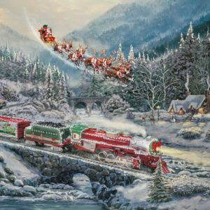 santa-lionel-sleigh-reindeer-flying-bridge-snow