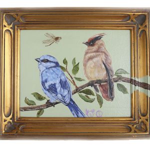 original-painting-bluebird-cardinal-dragonfly