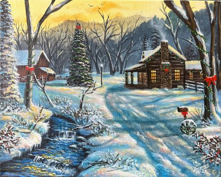 original-art-log-cabin-snow-mountains