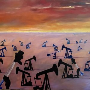 art-original-indiana-artist-drinking bird-oil-well-drilling