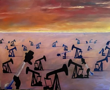 art-original-indiana-artist-drinking bird-oil-well-drilling