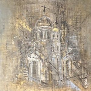 original-acrylic-textured-abstract-architectural-church-gold-colors