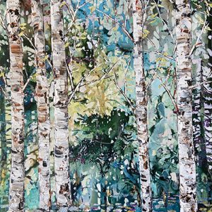 original-acrylic-abstract-contemporary-textured-landscape-birch-trees-palette-knife