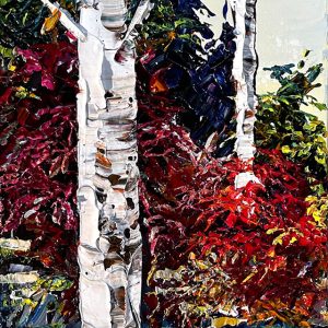 original-acrylic-canvas-texture-palette-knife-abstract-trees-birch-pines-Maya-eventov