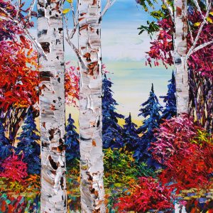 original-acrylic-canvas-texture-palette-knife-birch-pine-trees-maya-eventov