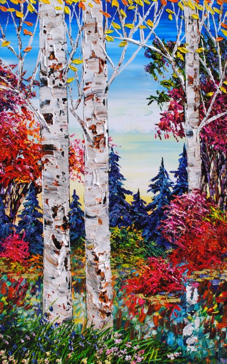 original-acrylic-canvas-texture-palette-knife-birch-pine-trees-maya-eventov