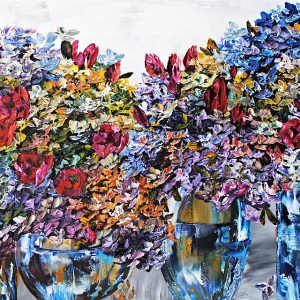 original-acrylic-canvas-texture-palette-knife-floral-hydrangea-poppies-Maya-eventov