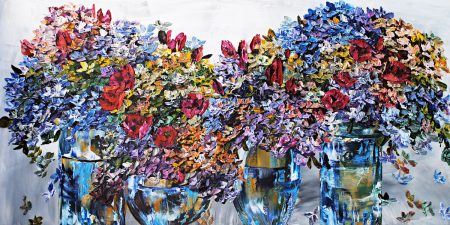 original-acrylic-canvas-texture-palette-knife-floral-hydrangea-poppies-Maya-eventov