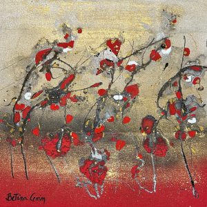 original-canvas-mixed-media-acrylic-red-floral-gold-modern-betina-levin