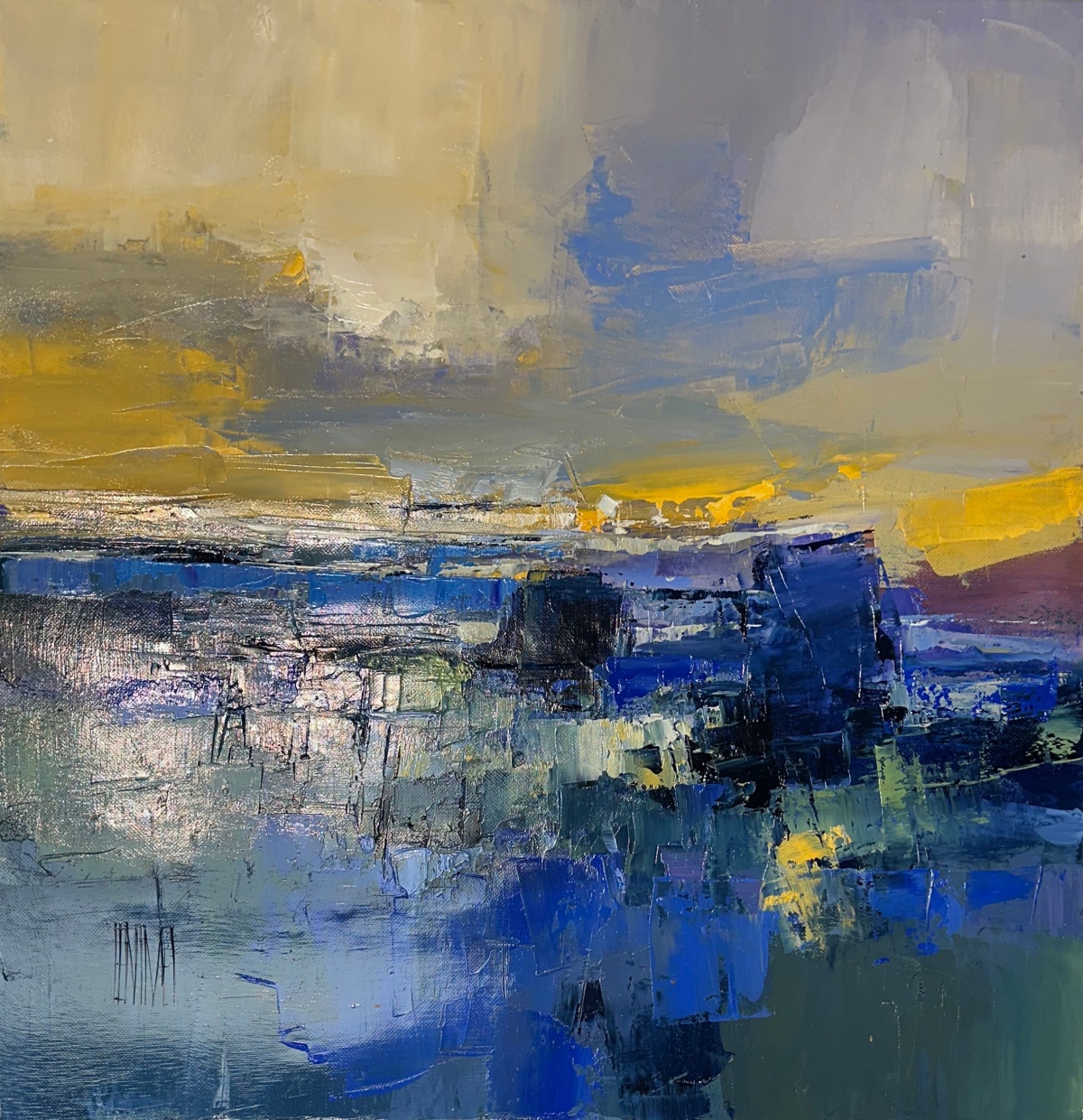 Lenouvel-Light-on-the-Far-Shore original-canvas-oil-landscape-abstract-impressionistic-french-lenouvel