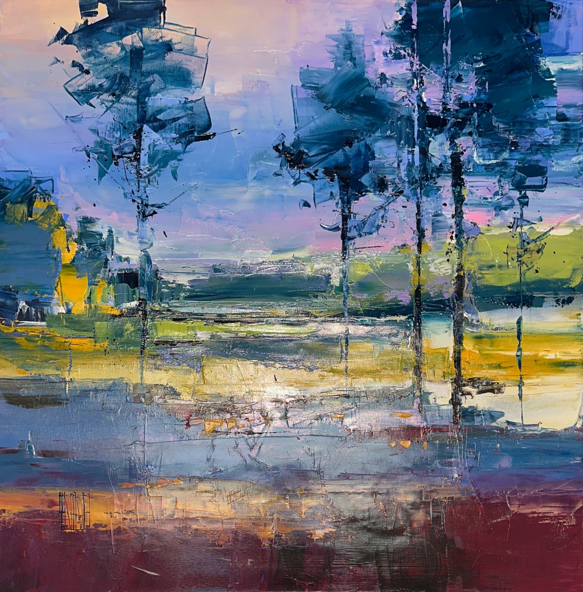 Lenouvel-The-Guardians-of-the-shore original-canvas-oil-landscape-abstract-impressionistic-french-lenouvel