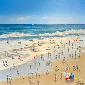 -original-mixed-media-canvas-beach-people-seascape-waves-miro-nuria